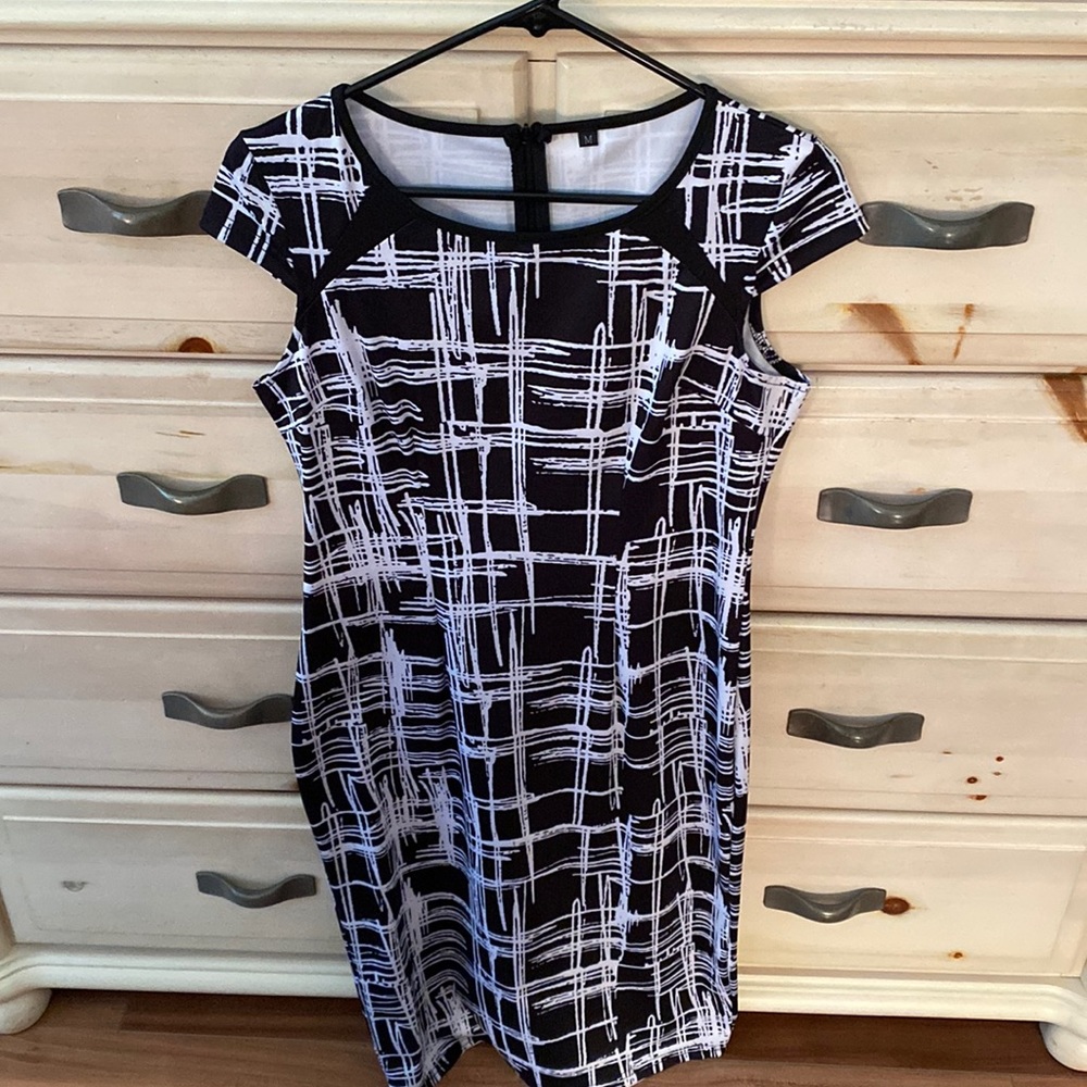 Funky Print Black & White Midi Dress